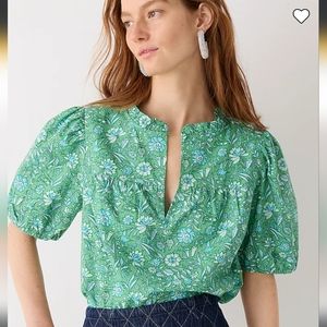J Crew Floral Puff Sleeve Top
